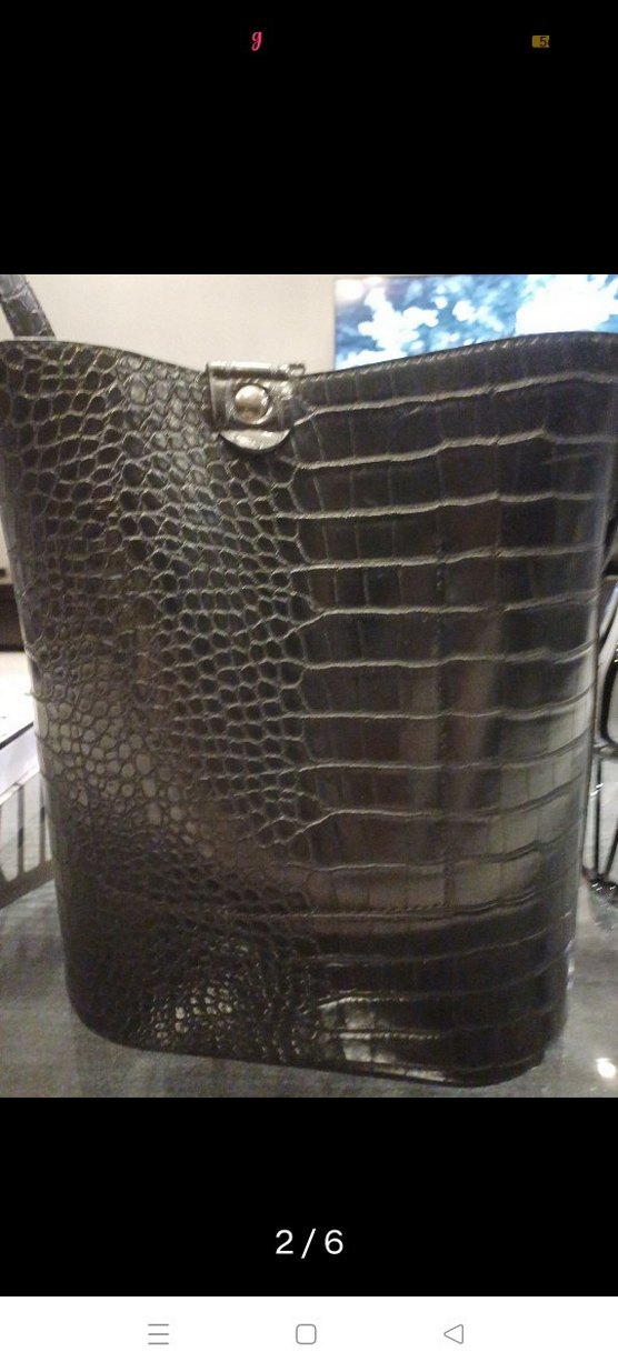 Siyah Yılan Desenli Deri Kadın Çanta - Görsel 2