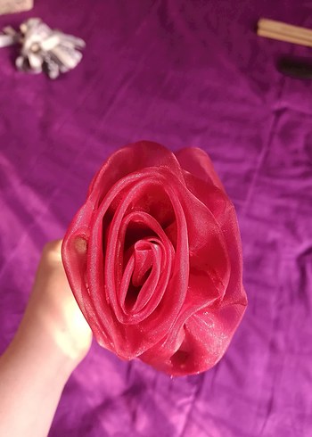 Kırmızı Dantel ve Çiçekli Bohem El Yapımı Tef - Görsel 6