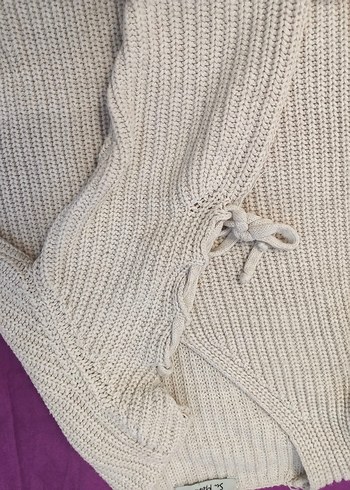 Bej V Yaka Örgü Kadın Kazak - Görsel 5