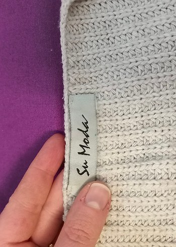 Bej V Yaka Örgü Kadın Kazak - Görsel 2