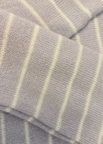 Lila Çizgili Örgü Kadın Triko - Görsel 5