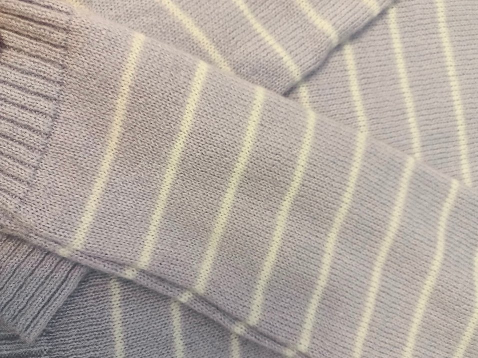 Lila Çizgili Örgü Kadın Triko - Görsel 5