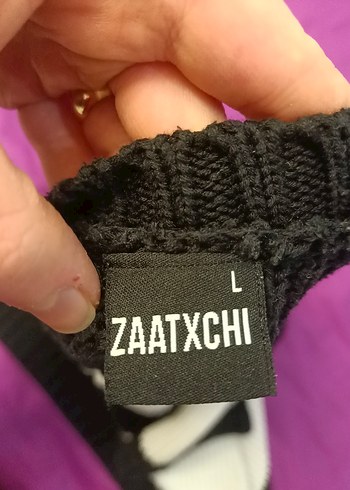 Kadın Çizgili Triko Kazak - Görsel 3