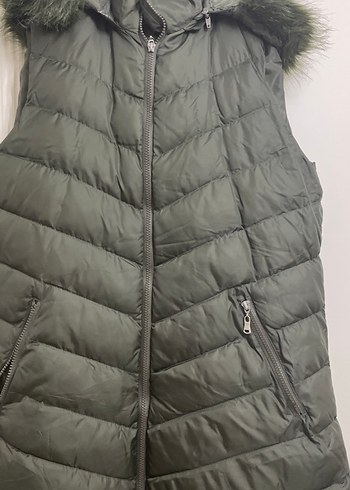 Kadın yeşil Uzun Kürklü Yelek - Görsel 2