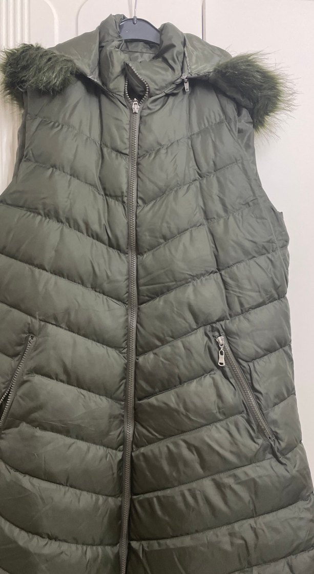 Kadın yeşil Uzun Kürklü Yelek - Görsel 2