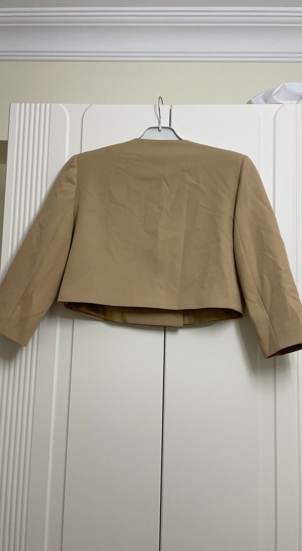 Bej Mini Düğmeli Kadın Blazer Ceket - Görsel 3