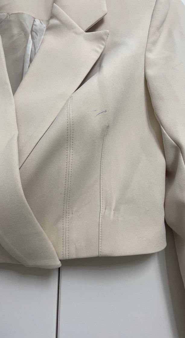 Düğmeli Bej Kısa Kadın Blazer Ceket - Görsel 2