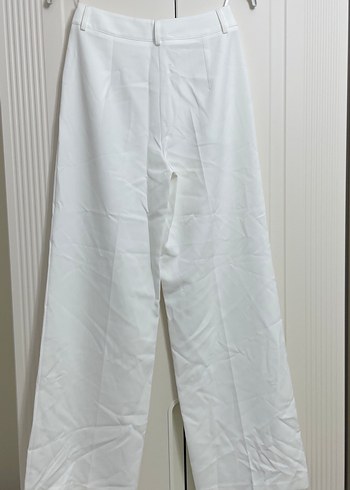 Beyaz Palazzo Kadın Kumaş Pantolon - Görsel 3