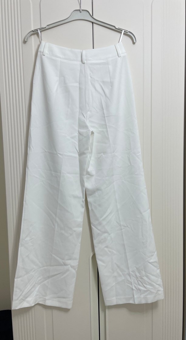 Beyaz Palazzo Kadın Kumaş Pantolon - Görsel 3