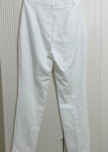 Beyaz Midi Kumaş Kadın Pantolon - Görsel 3