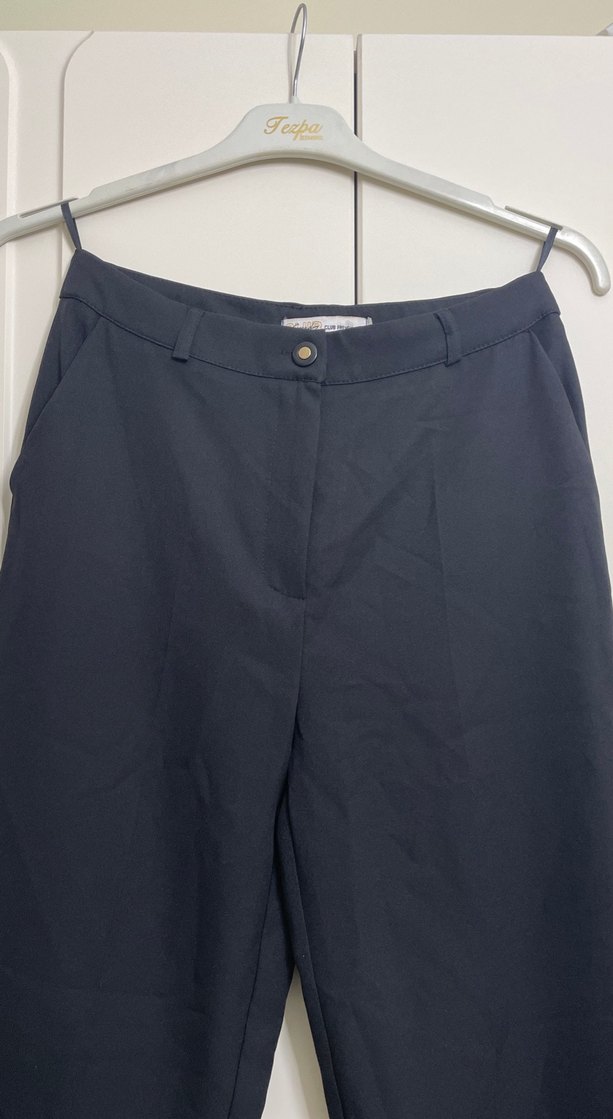 Kadın Siyah Kumaş Kumaş Pantolon - Görsel 2