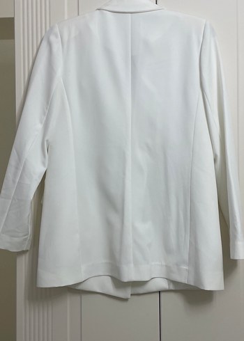 Beyaz Düğmeli Kadın Blazer Ceket - Görsel 3