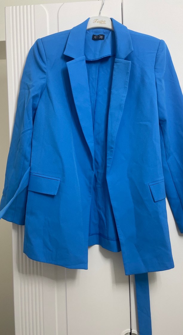 Kadın Mavi Kemerli Ofis Blazeri - Görsel 2