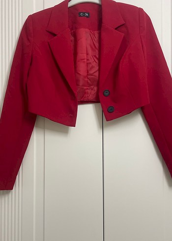 Bordo Mini Kadın Blazer Ceket - Görsel 3