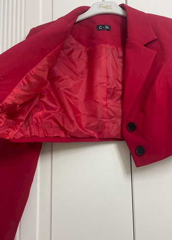 Bordo Mini Kadın Blazer Ceket - Görsel 2