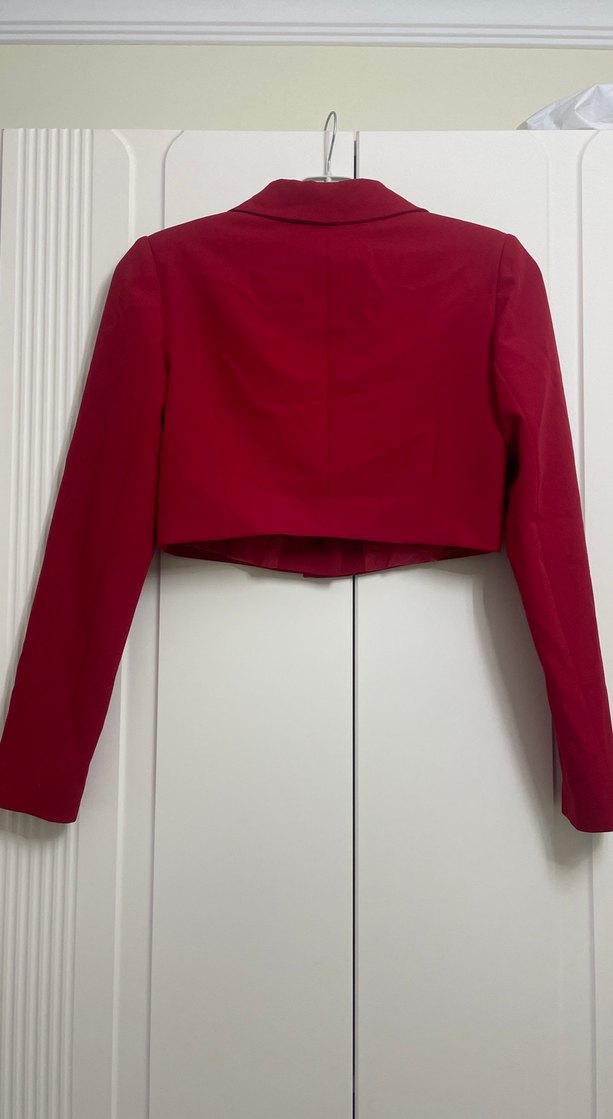 Bordo Mini Kadın Blazer Ceket - Görsel 4