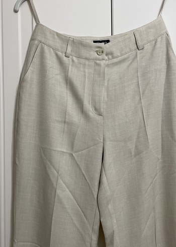 Bej Kadın Keten Kumaş Pantolon - Görsel 2