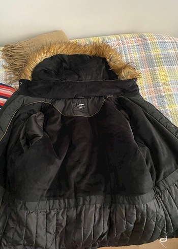 46 Beden siyah Renk Siyah Düğmeli Midi Kadın Mont