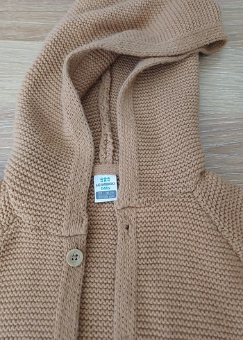 Bej Erkek Çocuk Kapüşonlu Triko Hırka - Görsel 2