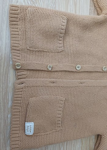 Bej Erkek Çocuk Kapüşonlu Triko Hırka - Görsel 3