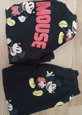 Mickey Mouse Baskılı Siyah Eşofman - Görsel 3