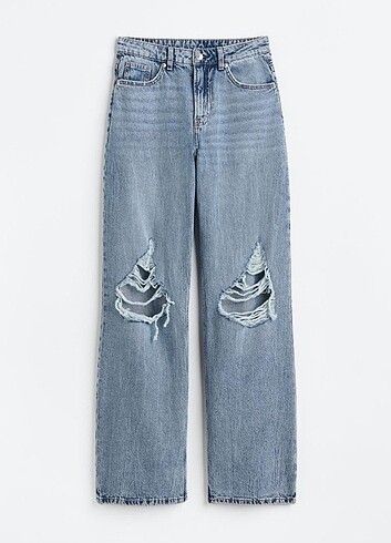 H&M yüksek belli yırtık denim