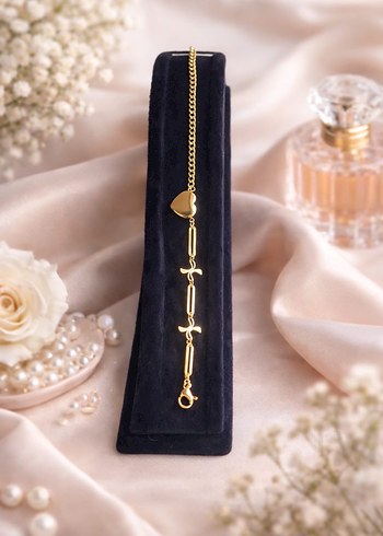 İnce Zincirli Altın Renkli Kadın Bileklik - Görsel 4