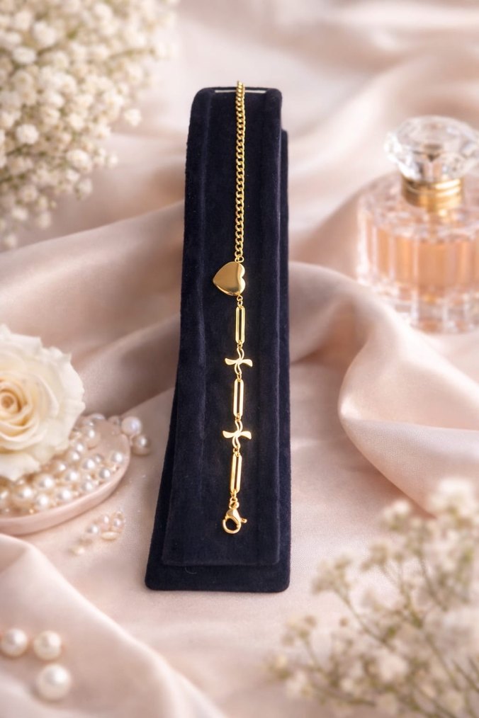 İnce Zincirli Altın Renkli Kadın Bileklik - Görsel 4