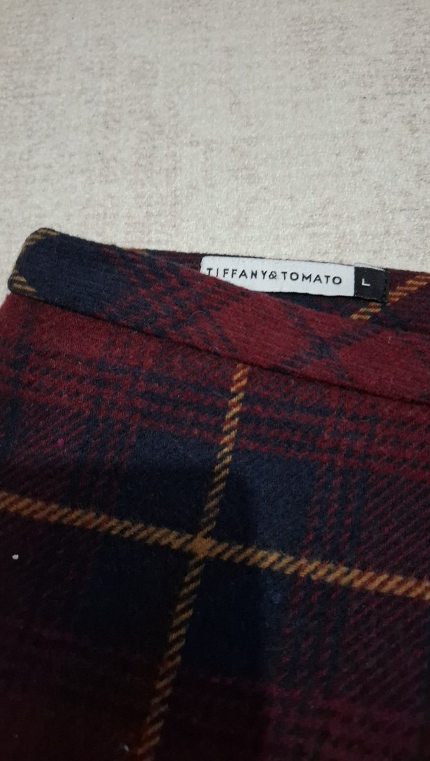 Ekose desenli kaşe etek - Görsel 3