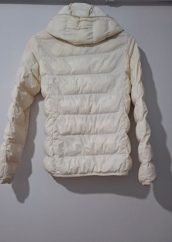 Beyaz Fermuarlı Kadın Kışlık Mont - Görsel 3