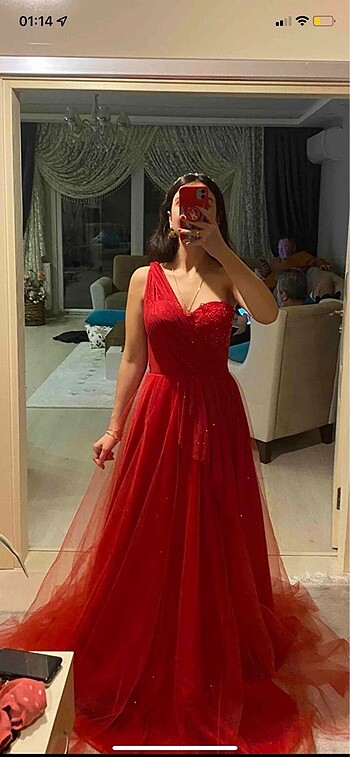 s Beden kırmızı Renk Lenta moda kına elbisesi kiralık 