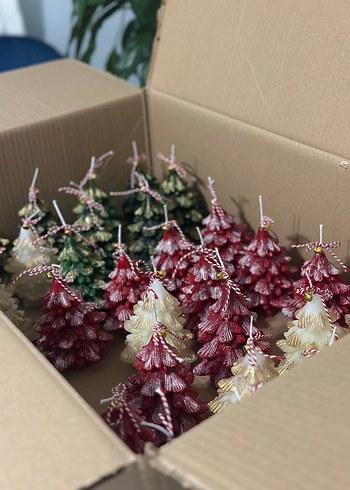 Yeni yıl renkli Çam Ağacı Mum - Görsel 6