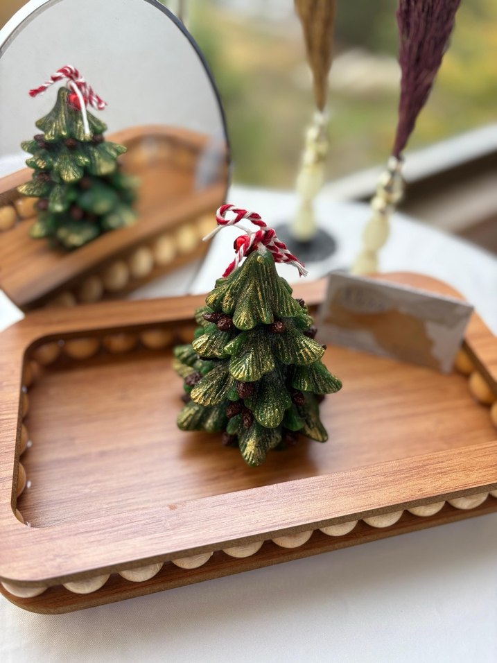 Yeni yıl renkli Çam Ağacı Mum - Görsel 4