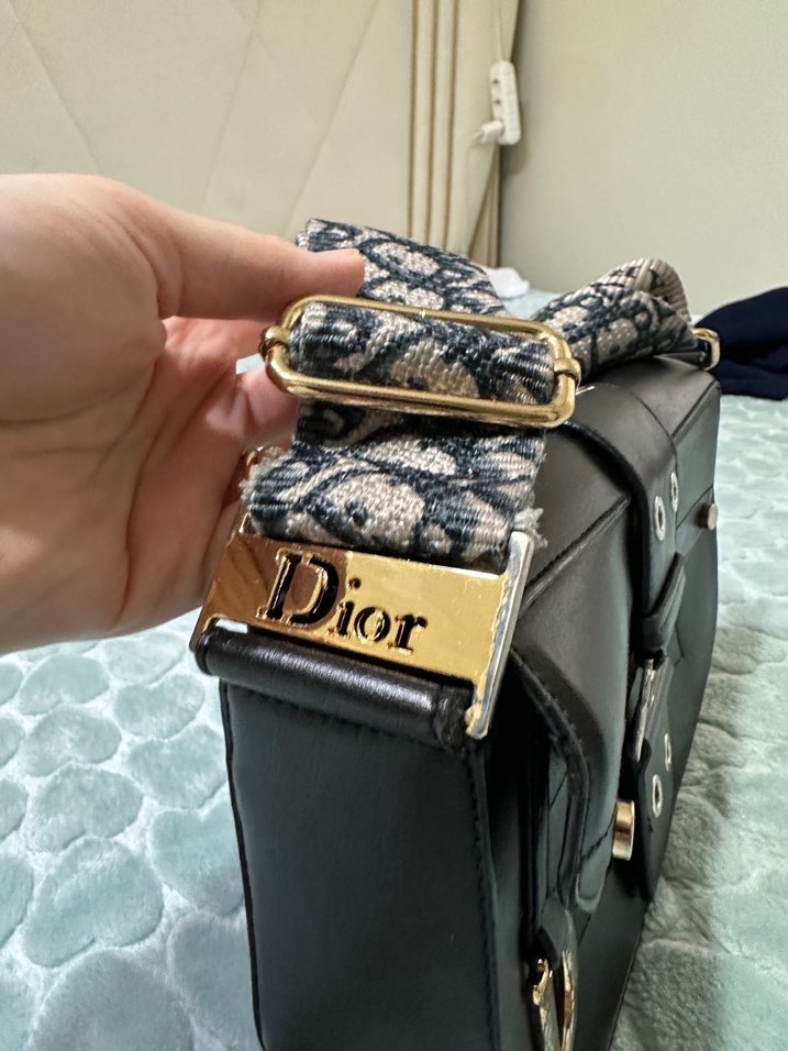 Dior Siyah Deri Yılan Desenli Tokalı Çanta - Görsel 3