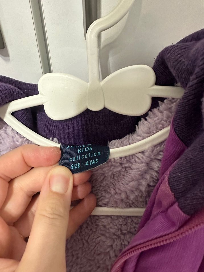 Kız Çocuk Mor Kürklü Kapüşonlu Mont - Görsel 5