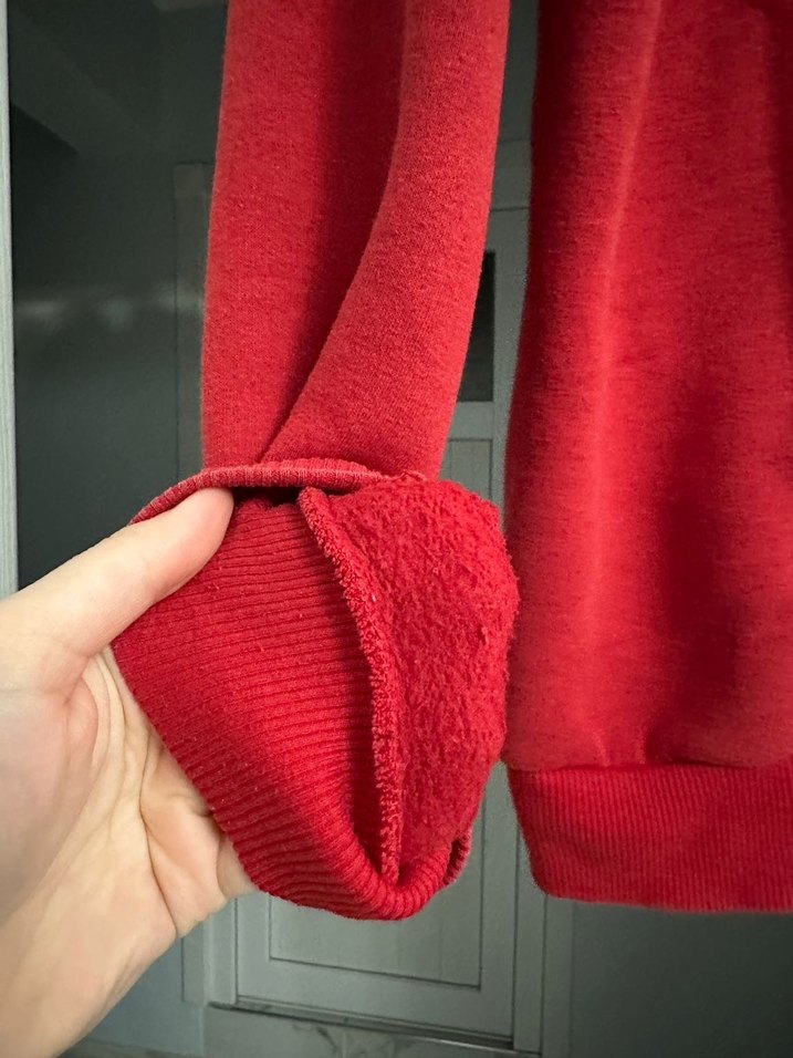 Kırmızı Fermuarlı Kadın Sweatshirt - Görsel 4