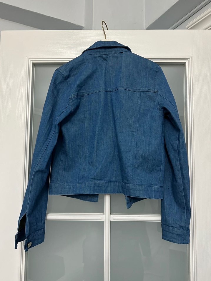 Düğmeli Mavi Kadın Denim Ceket - Görsel 3