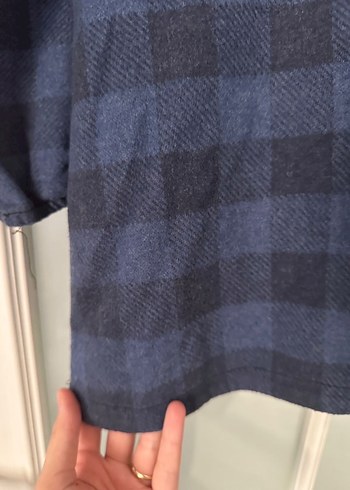 Kapüşonlu Fermuarlı Mavi Ekose Sweatshirt - Görsel 3