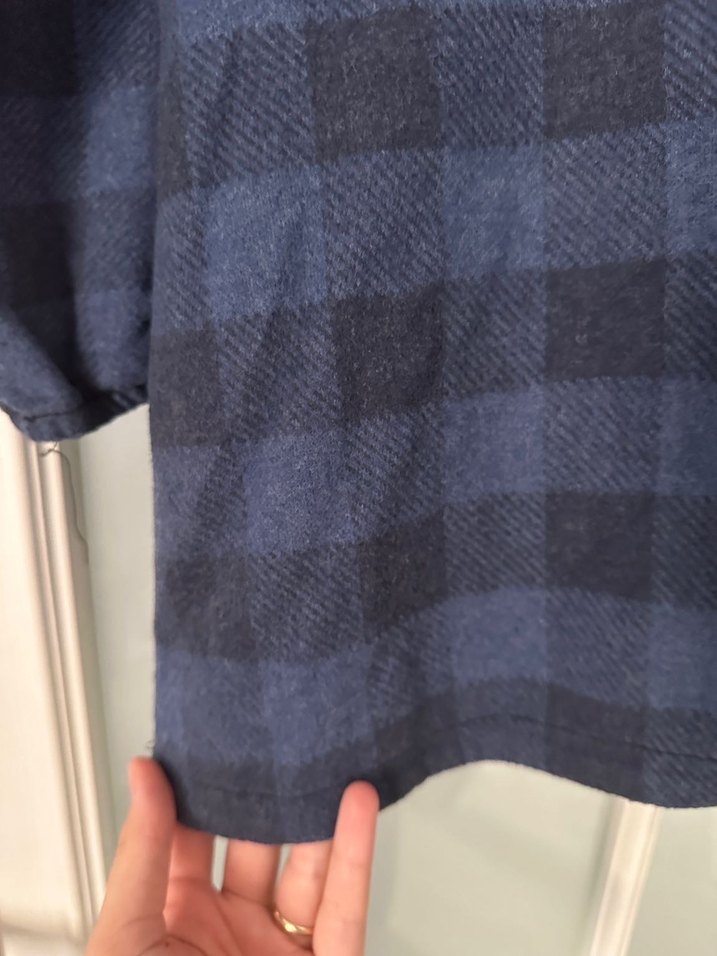 Kapüşonlu Fermuarlı Mavi Ekose Sweatshirt - Görsel 3