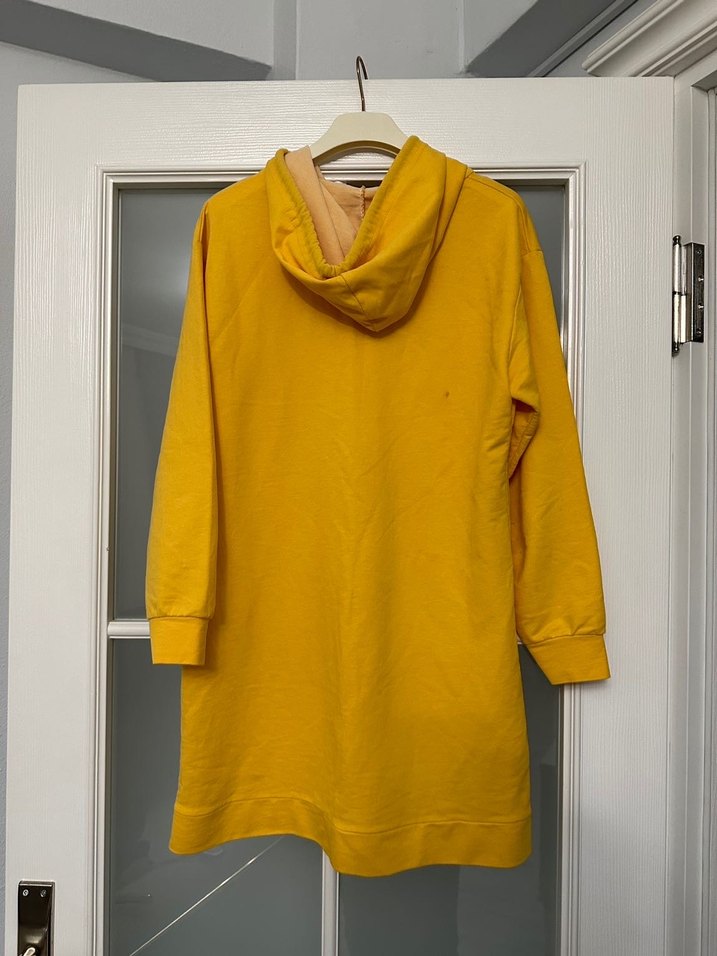 Sarı Kapüşonlu Uzun Sweatshirt - Görsel 3