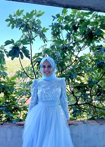 40 Beden prenses model bebek mavisi abiye