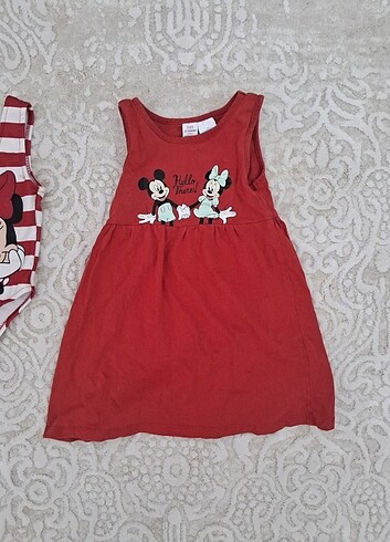 24-36 Ay Beden kırmızı Renk Minnie Mouse Mayo ve Elbise