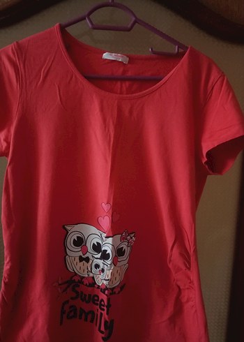 Pembe Baskılı Kısa Kollu Hamile Bluzu - Görsel 2