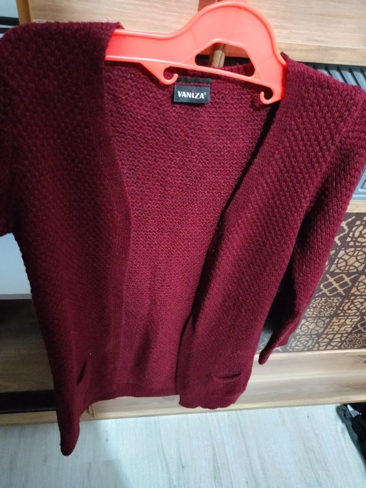 Bordo Örgü Kadın Hırka - Görsel 2