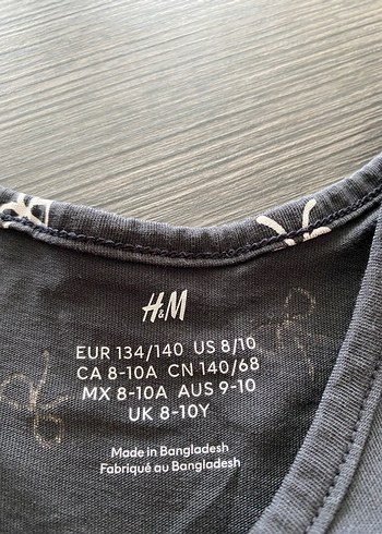 H&M 8-10 yaş Fiyonk Desenli Siyah Elbise - Görsel 4