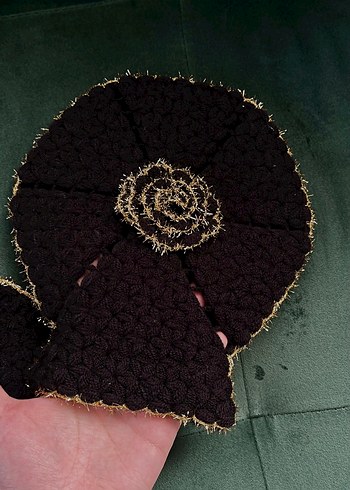 El Yapımı Siyah gold lif seti simli - Görsel 4