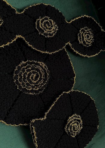 El Yapımı Siyah gold lif seti simli - Görsel 5