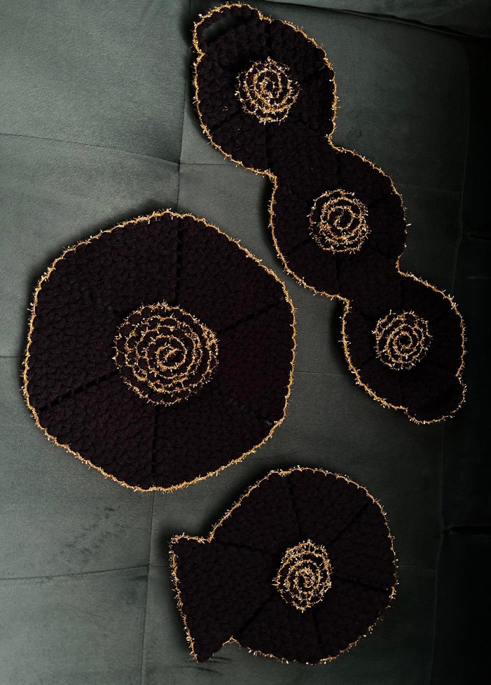 El Yapımı Siyah gold lif seti simli - Görsel 2