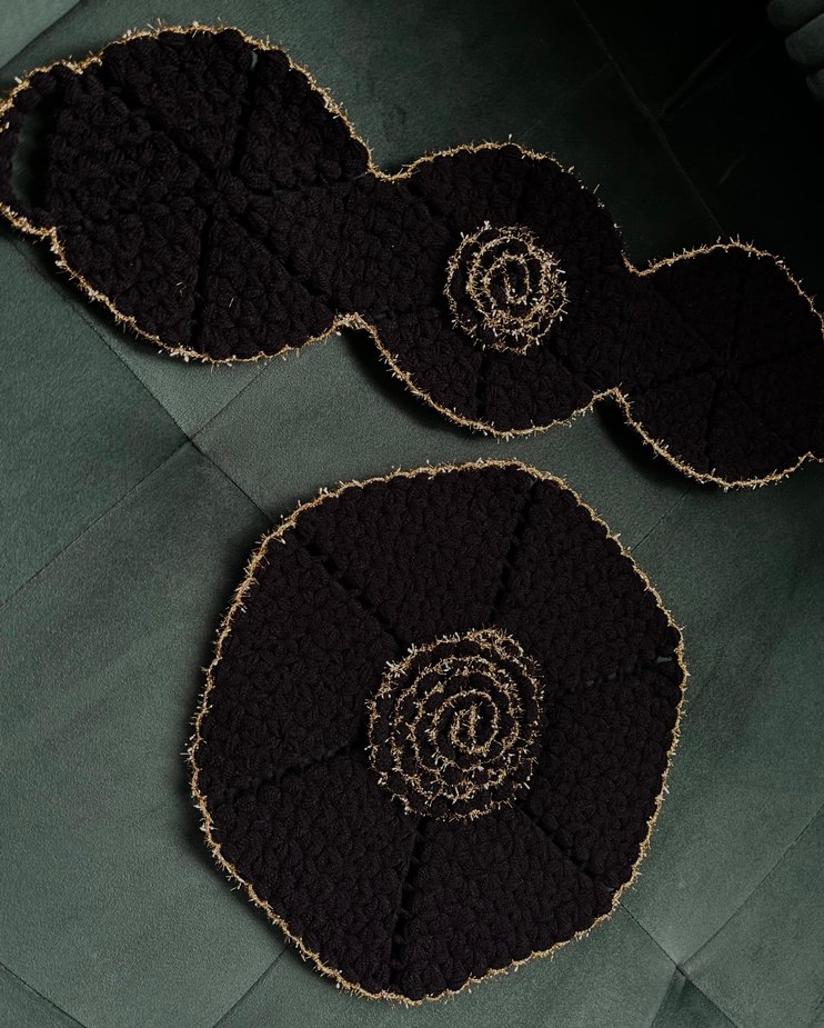 El Yapımı Siyah gold lif seti simli - Görsel 3