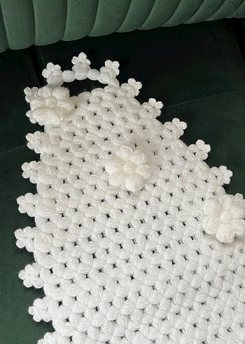 Beyaz El Örgüsü Çiçekli Dantel Seti - Görsel 6